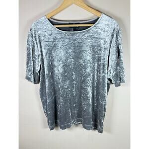 Carole Little Women’s Plus Size Top Silver Crushed Velvet 1X VTG New Years